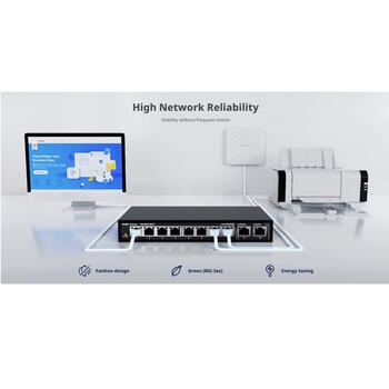 Ruijie RG-ES110D-P 8-портовый PoE+ коммутатор, 10/100Mbps, 6кВ, 5.6Gbps, 110W, черный (RG-ES110D-P)