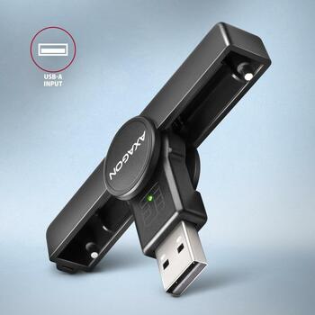 Axagon считыватель смарт-карт CRE-SMPA, USB 2.0, 1 слот, 5V, CE, RoHS, черный, Plug and Play, светодиодные индикаторы (CRE-SMPA)