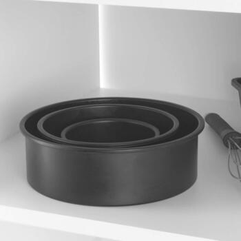 Salter BW125511EU7 Bakes 3 daļu apaļo cepšanas formu komplekts, 12/16/18cm, 220°C, nepiedegošs, oglekļa tērauds (BW125511EU7)