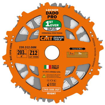 CMT Dado Pro zāģripu komplekts 230.312.08M, 203x6-20/30mm, Z12, FTG, ATB (230.312.08M)