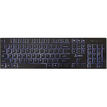 Sbox Клавиатура K-22 BLACK/US, 1.5m, 104/105 клавиш, мембранная, белая LED подсветка (K-22 BLACK/US)