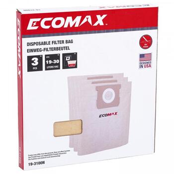Ecomax мешки для пыли 19-3100N&EMX, 3 шт., EMX 20L, EMX 30L, бумажные, для пылесосов (19-3100N&EMX)