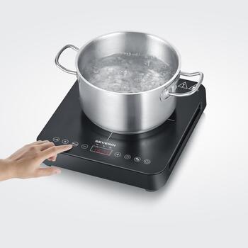 Severin Индукционная плита KP 001025, 2000 W, 21 см, 10 уровней мощности, сенсорный экран, таймер (KP 001025)