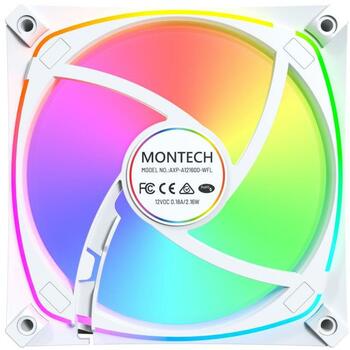 Montech Datora ventilators AX120 PRO WHITE 3 IN 1, 120mm, 12V, 3x ventilatori, 1600RPM, 72.3cfm, 1.85mmH2O, balts (AX120 PRO WHITE 3 IN 1)