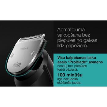 Braun matu trimmeris MGK7491, 100 min, 21 garuma iestatījumi, 17 piederumi, AutoSense, LED indikators, mazgājams, slapjš un sauss (MGK7491)