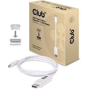 Club3D Видео кабельный адаптер CAC-1517, 1.2 м, USB Type C, DisplayPort 1.2, 3840 x 2160, 120 Гц, активный видеопреобразователь (CAC-1517)