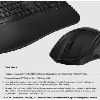 HP 685 Comfort tastatūras un peles komplekts 8T6L7UT#ABB, 2.4 GHz, Bluetooth, 4000 DPI, pilna izmēra, izliekta, melna (8T6L7UT#ABB)