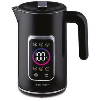 Zelmer Чайник ZCK8065 71507102P, 2200 W, 1.7 л, 55–100°C, скрытый нагревательный элемент, 360° поворот, нержавеющая сталь (71507102P)
