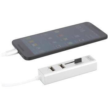 Digitus USB centrmezgls DA-70243, 3x USB 2.0, SD, MicroSD, USB-C, galda, balts (DA-70243)