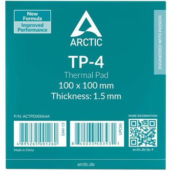 ARCTIC термопрокладка TP-4 ACTPD00064A, 100x100x1,5 мм, 3,4 г/см³, -40-200 °C, серый, UL, RoHS (ACTPD00064A)