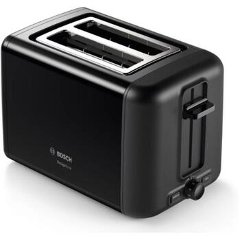 Bosch DesignLine maizīšu sildītājs TAT3P423, 970 W, 2, nerūsējošais tērauds, melns, automātiska izslēgšanās, augsts pacēlums (TAT3P423)