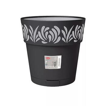Stefanplast Puķu pods Gaia 2188603, Ø30x29cm, 11,8L, melns, ar paliktni, pašlaistīšana (2188603)