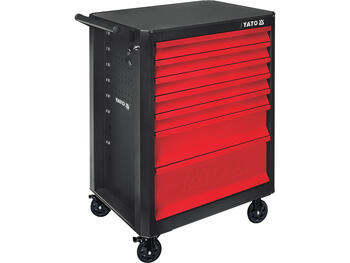 Yato YT-09000 instrumentu skapis, 7 atvilktnes, 93.2x66.5x45.3cm, tērauds, centrālā slēdzene, 4 riteņi, 2 bremzētas, 127mm, 20kg (YT-09000)