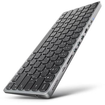 Axagon dokstacija HMC-KB-CRL, 9in1, 0.6m, USB Type-C, 3 USB 5Gbps, HDMI līdz 4K, atmiņas karšu lasītājs, austiņu izeja (HMC-KB-CRL)