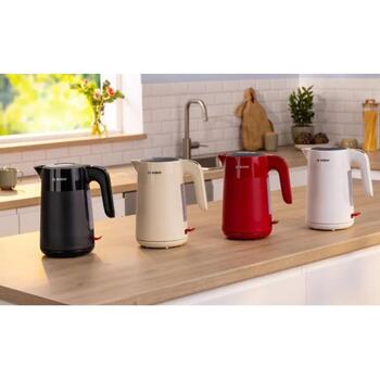 Bosch Электрический чайник TWK2M167, 2400 Вт, 1.7 л, пластик, кремовый, 360° поворотная база, автоматическое отключение (TWK2M167)