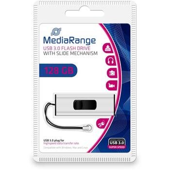Mediarange USB флеш-накопитель MR918, 128 ГБ, USB 3.2, скорость чтения 80 МБ/с, скорость записи 25 МБ/с, компактный (MR918)