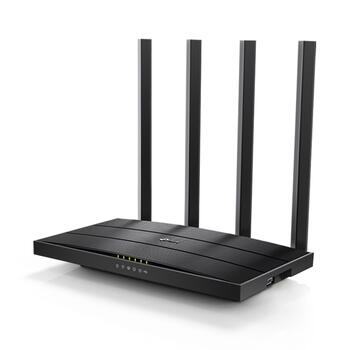 TP-Link Archer C6U беспроводной маршрутизатор Wi-Fi 5 AC1167 Dual-Band USB 2.0 MU-MIMO 1× WAN 4× LAN Gigabit 4× антенны Чёрный (ARCHERC6U)