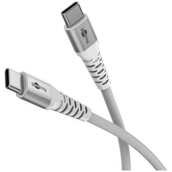 Goobay USB-C кабель 70193, 1м, 3A, 60W, 480Mbps, белый, металлический штекер, защита от перегибов (70193)