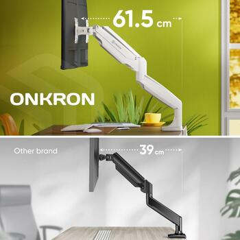 Onkron монитор, G200-W, 13-32 дюйма, 1-9 кг (x2), VESA 75x75, 100x100 мм, наклон -90° до +45°, поворот 180°, удлинение 0-615 мм (G200-W)