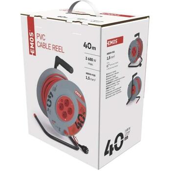 Emos Удлинитель P09240, 40 м, 4 розетки, 230 В, 1,5 мм2, IP20, H05VV-F, термозащита (P09240)