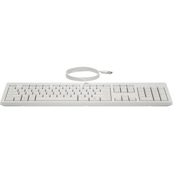 HP 225 проводной комплект мыши и клавиатуры AW5S6AA#ABB, USB, 1200 DPI, оптическая, 3 кнопки, полноразмерная, белый, 1.8 м (AW5S6AA#ABB)