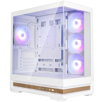 Zalman P40 NAMU WHITE, корпус ATX Mid-Tower, 4x120mm ARGB вентилятора, сталь, стекло, дерево, 452x235x492мм, ATX/mATX/Mini-ITX (P40 NAMU WHITE)