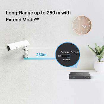 Mercusys настенный коммутатор MS110P, 10 портов, 10/100 Мбит/с, 8 PoE+ портов, 65 Вт, управляемый, черный (MS110P)