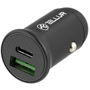 Tellur Auto lādētājs TLL151251, 60W, 3A, USB Type-C, ātrā uzlāde, melns (TLL151251)