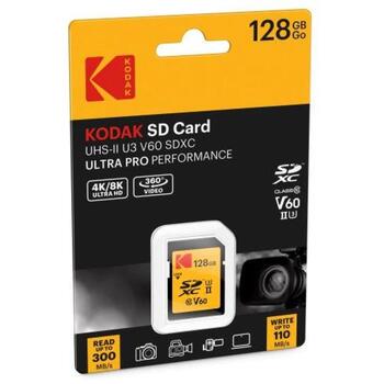 Kodak Карта памяти EKMSD128GUHS2V1K, 128GB, 300MB/s, 110MB/s, U3, V60 (EKMSD128GUHS2V1K)