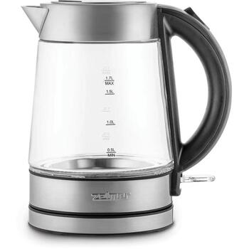 Zelmer Чайник ZCK8013 71507063P, 2200 W, 1.7 л, нержавеющая сталь/черный, скрытый нагревательный элемент, LED подсветка (71507063P)