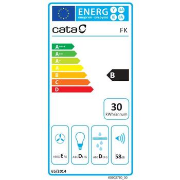 Cata Tvaika nosūcējs FK SLIM 6000 WH 02011204, 60cm, 162m³/h, 3 ātrumi, LED, balts, B klase (02011204)