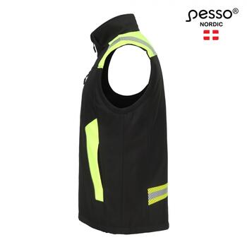 Pesso Vesta софтшелл жилет VESTA-XL, черный/желтый, XL, 310 г/м², 96% полиэстер/4% спандекс, водоотталкивающий, ветрозащитный (VESTA-XL)