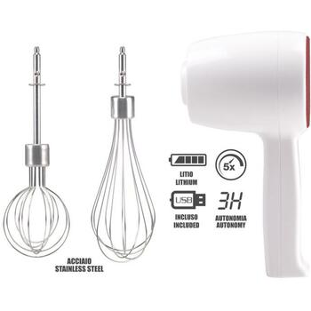 Beper Ручной миксер P102SBA007, 20W, 0.43kg, 185mm, 5 скоростей, беспроводной, 2 венчика в комплекте (P102SBA007)