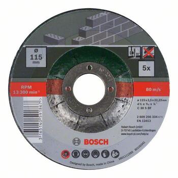 Griešanas disku komplekts akmenim, izliekts centrs, 125mm, 5gab, 2609256335 BOSCH (2609256335)