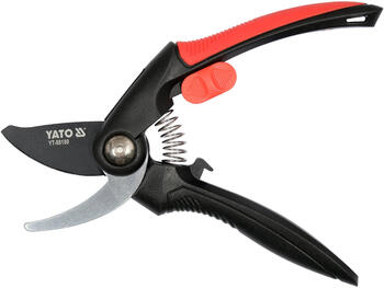 Yato Садовый секатор YT-88180, 208 мм, 20 мм, HRC54, HRC46, SK5, S50C, PTFE, хромированный, PP, TPR, ABS, округлое лезвие, замок (YT-88180)