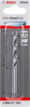 Urbis metālam PointTeQ 5 x 52 x 86 mm , 1 gab., Urbjmašīnām/skrūvgriežiem POINTTEQ HSS SPIRĀLVEIDA URBIS, 2608577165, BOSCH (2608577165)