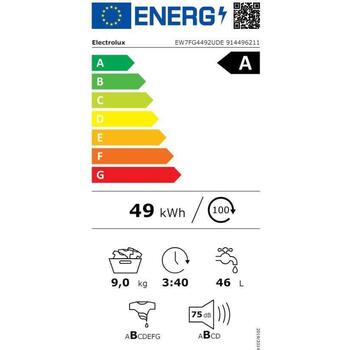 Electrolux стиральная машина EW7FG4492UDE, 9кг, 1400об/мин, 69л, A, паровая программа, UniversalDose, LED-дисплей (EW7FG4492UDE)