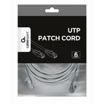 Gembird патч-кабель PP6U-5M, 5м, серый, CAT 6, U-UTP, позолоченные контакты (PP6U-5M)