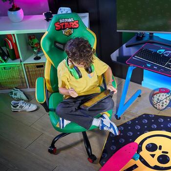 Subsonic Игровое кресло SA5573-BS1, 125–165см, 110кг, 3 класс, синтетическая кожа, металл, 5 колес, функция качания (SA5573-BS1)