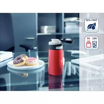 Leifheit Flip термокружка 103245, 350мл, нержавеющая сталь, герметичная, фильтр, горячая 6ч, холодная 18ч (103245)