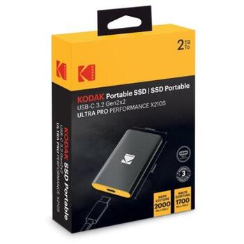 Kodak Портативный SSD X210 S EKSSD2TX210SK, 2TB, 2000MB/s, 1700MB/s, USB-C 3.2 Gen2x2, ударопрочный (EKSSD2TX210SK)