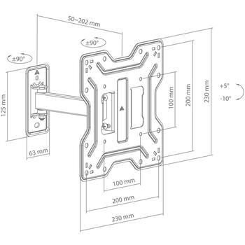 Sbox LCD-421, настенный кронштейн, LCD-421, 23''–43''/58–109cm, 30kg, 100x100–200x200, +90°/-90°, черный (LCD-421)