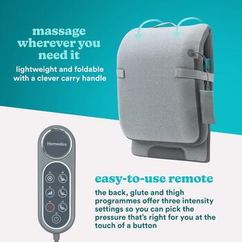 Homedics Masāžas spilvens MCS-512H-EB, 6.4kg, 42cm, 19.5cm, 59.5cm, 3 ātrumi, sildīšana, Flextrack tehnoloģija (MCS-512H-EB)