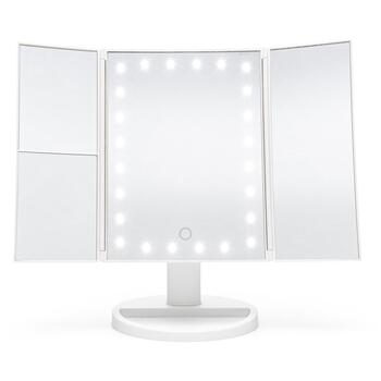 Rio Складное LED зеркало для макияжа MMFD-WH-EU/1,3, 2x/3x, USB 5V, 180° поворотное, сенсорное включение (MMFD-WH-EU/1,3)