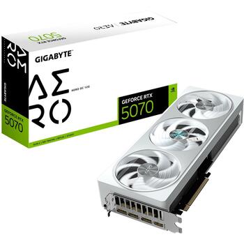 Gigabyte Видеокарта GV-N5070AERO OC-12GD 12GB GDDR7, 192 бит, PCI-E 5.0, 2625 МГц, 3 x DP 2.1a, 1 x HDMI 2.1b, RGB подсветка (GV-N5070AERO OC-12GD)