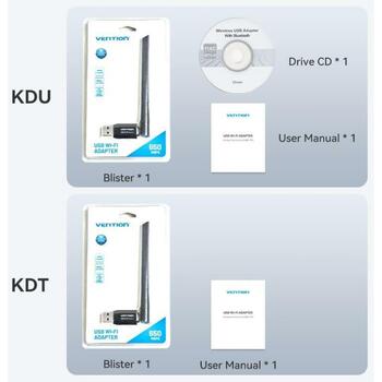 Vention USB adapteris KDTB0 633Mbit/s, 2.4-5GHz, 6dBi antena, WPA2-PSK, USB 2.0, melns (KDTB0)