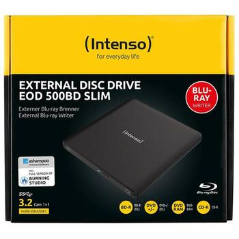 Intenso DVD RW 5401500 USB 3.2, 6x BD-R, 8x DVD+R, 24x CD-R, черный, загрузка спереди, Ashampoo (5401500)