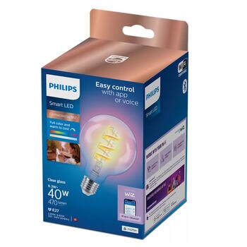 Умная RGB атмосферная лампа-спираль Filament Clear G95 E27 6.3 W Philips Smart WiFi (8720169165793)