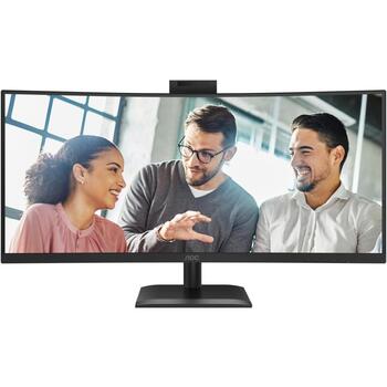 Aoc монитор CU34E4CW, 3440 x 1440, 120 Гц, 4 мс, 350 кд/м², 2xHDMI, USB-C, 90W PD, 5MP камера, KVM, черный (CU34E4CW)