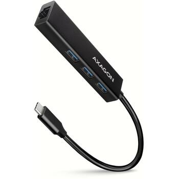Axagon USB centrmezgls HMC-GL3A 3x USB 3.2, 1x RJ-45, 20 cm strāvas kabelis, alumīnija korpuss (HMC-GL3A)